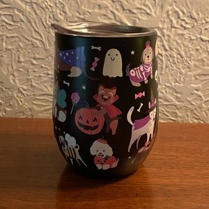 Rare Halloween Dog 12oz Cup Double Wall Vacuum Tumbler Stainless Steel Hot Cold